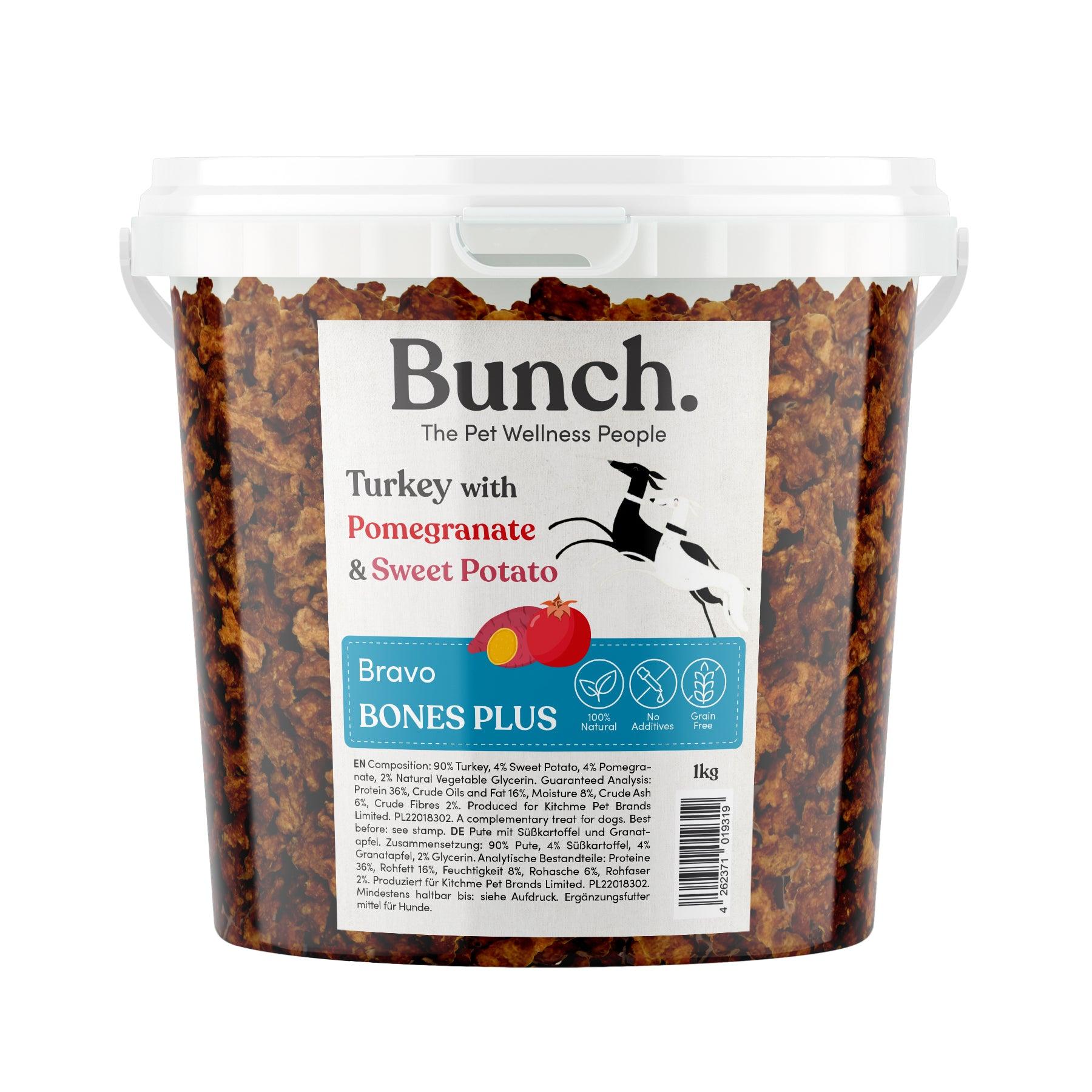 Trainingsknöchelchen Pute mit Granatapfel & Süßkartoffel - Bunch (1kg-Eimer)