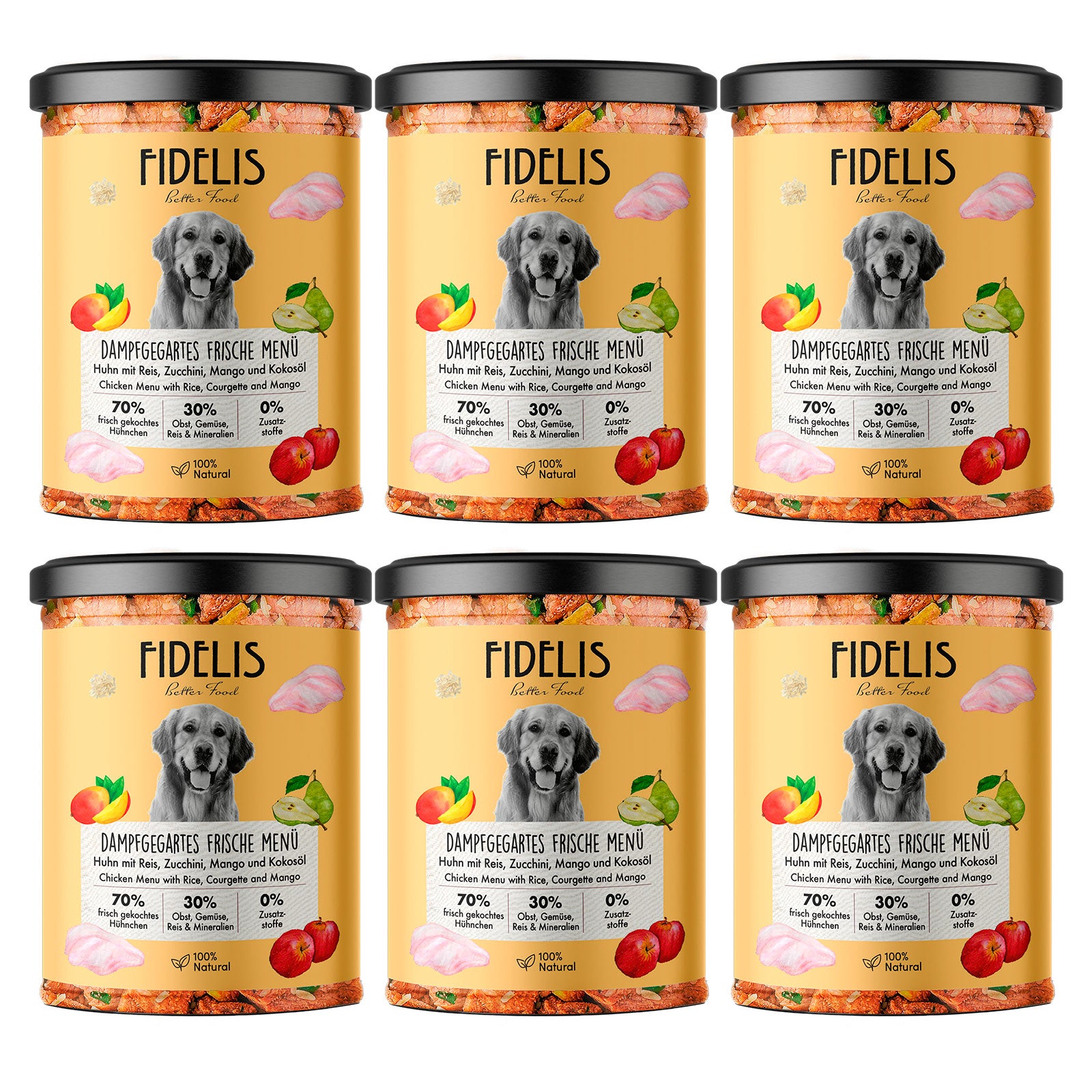 (Tray) 6 x Frische Menü Huhn mit Reis (im Glas)