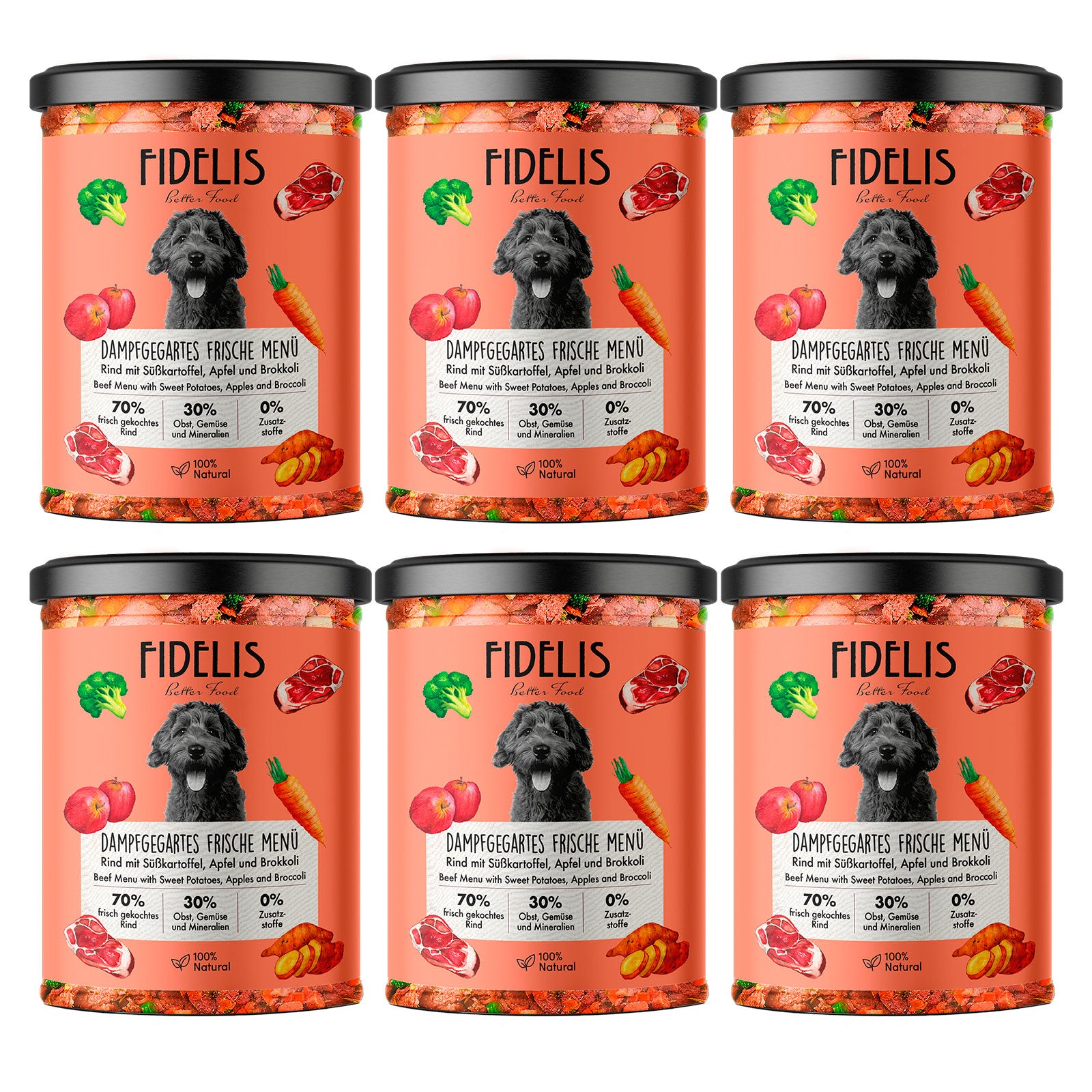 (plateau) 6 x menu fraîcheur bœuf avec patate douce (en bocal)