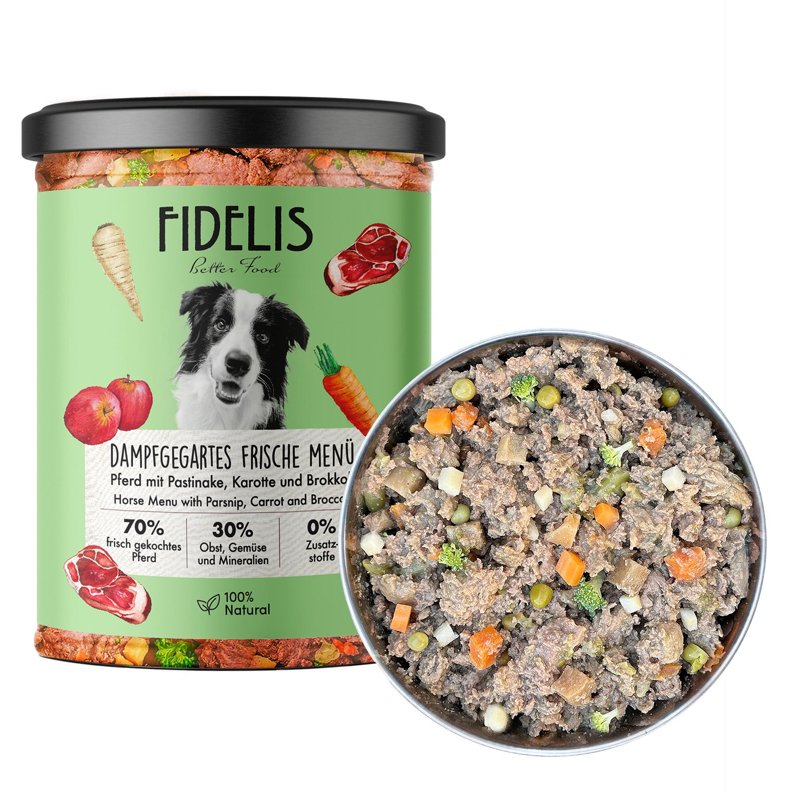 (Tray) 6 x Menu frais cheval avec panais (en bocal)