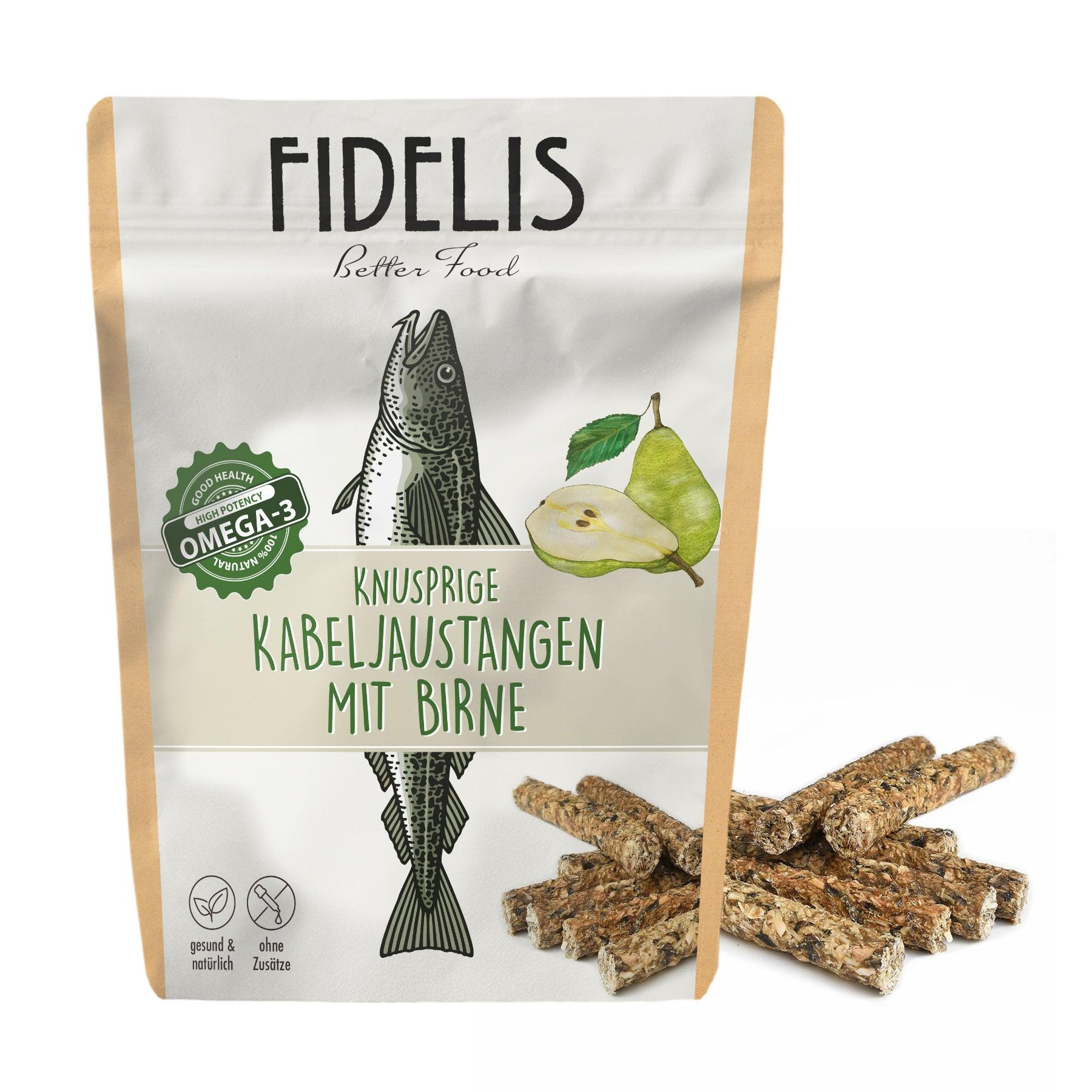*Kabeljaustangen mit Birne (100g)