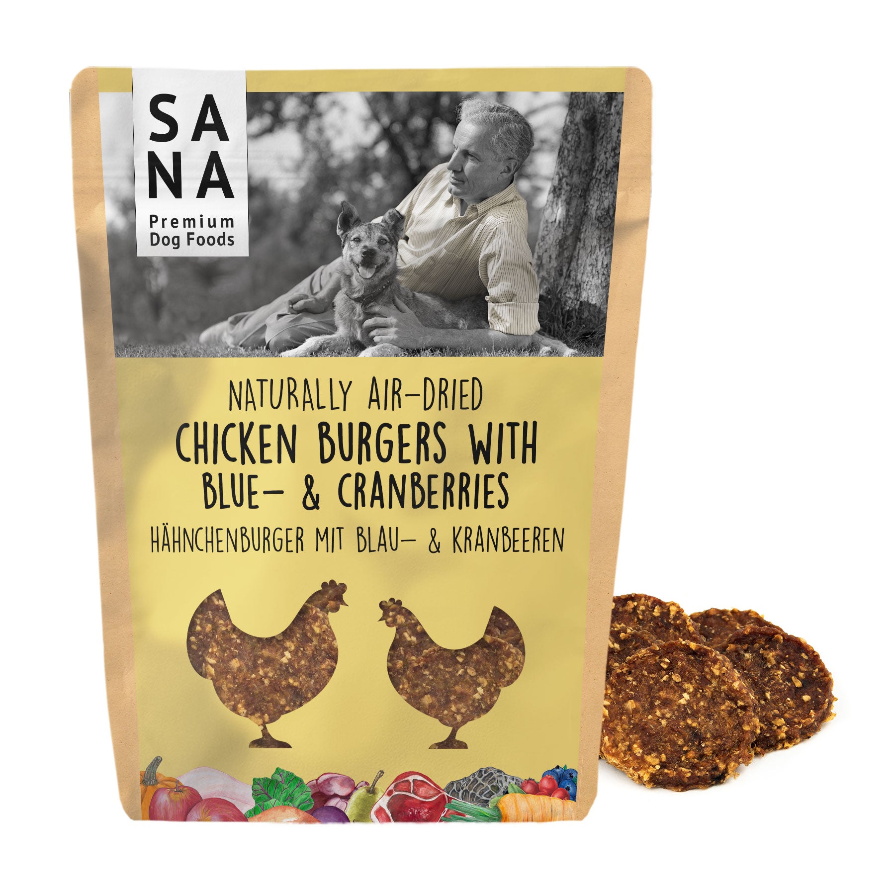 Hähnchenburger mit Blau- & Kranbeeren (100g)