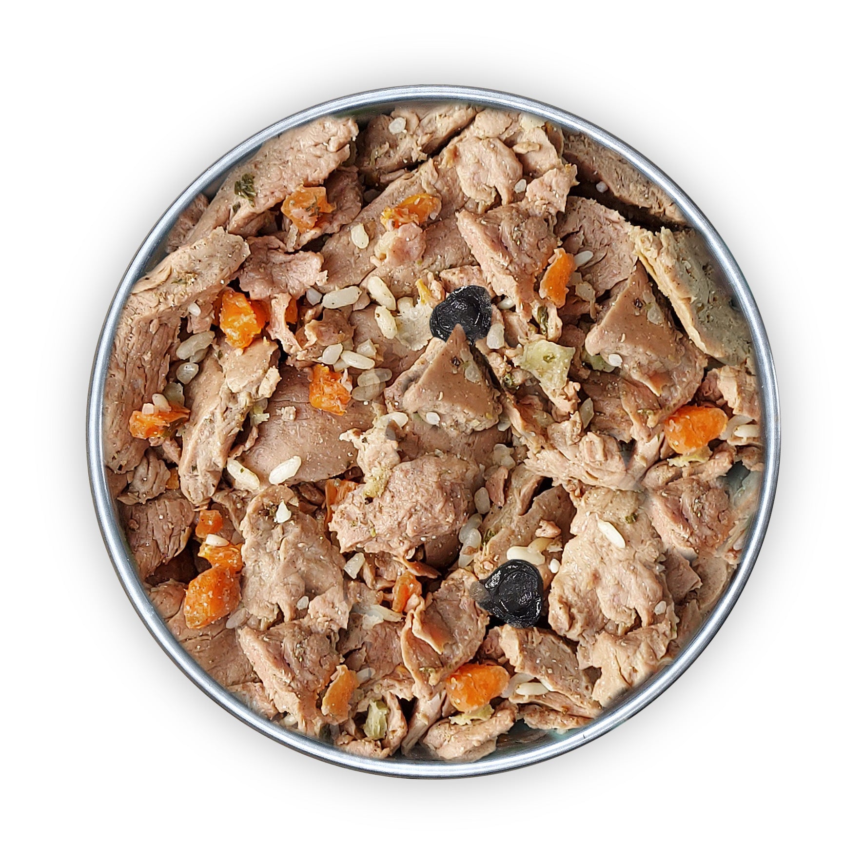 menu di coniglio fresco cotto con riso, carote e mirtilli rossi (500g)