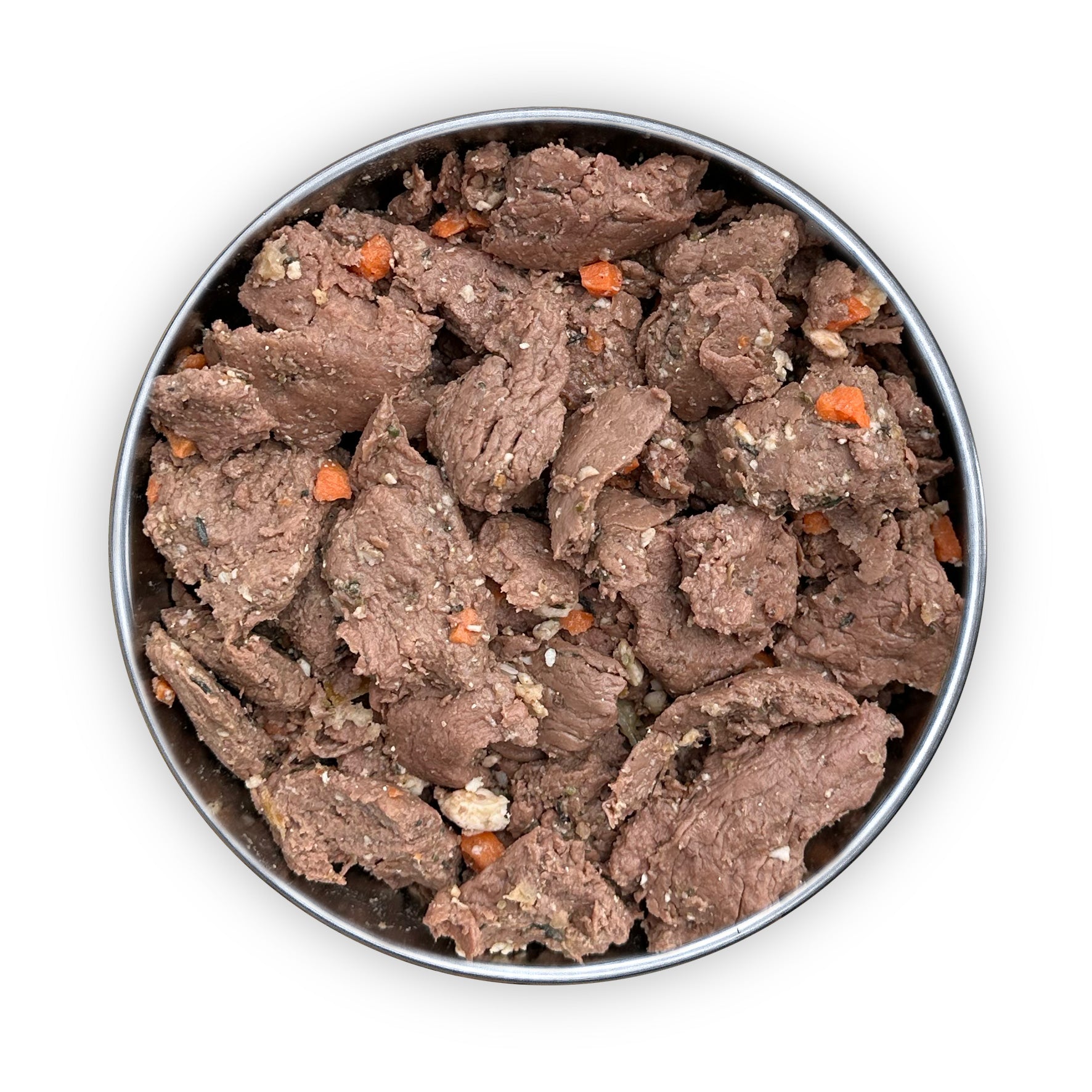 (500 g di surgelato) menu fresco cotto di capra con manioca, carote e pesca