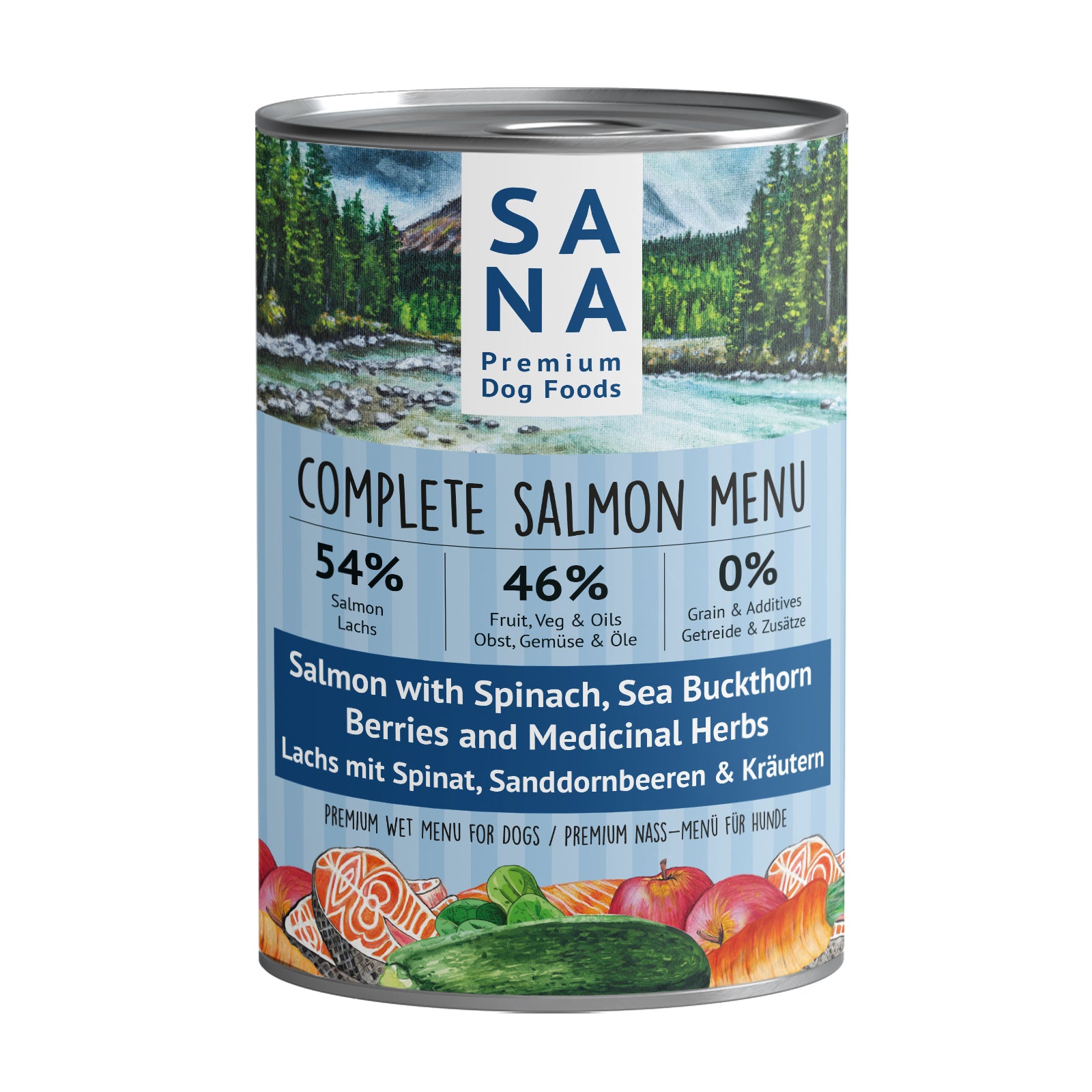 (6 x 400g) Menu humide Saumon aux épinards, baies d'argousier & fines herbes