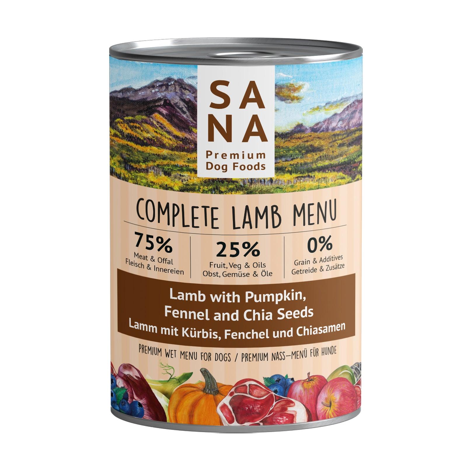 (6 x 400g) Nass-Menü Lamm mit Kürbis, Fenchel und Chiasamen