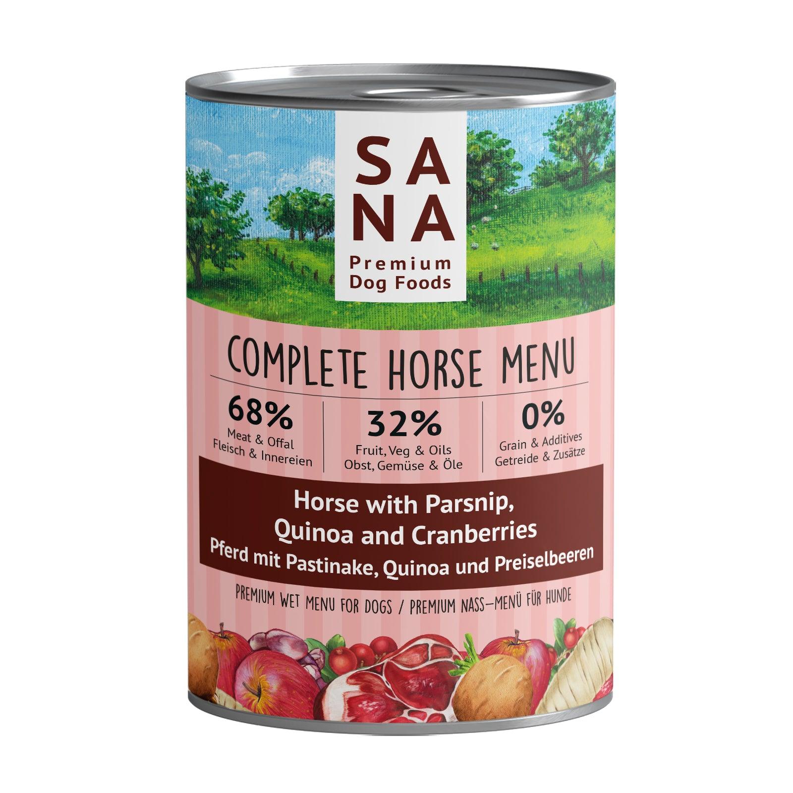 (6 x 800g) Wet menu horse with parsnip, quinoa and cranberries
