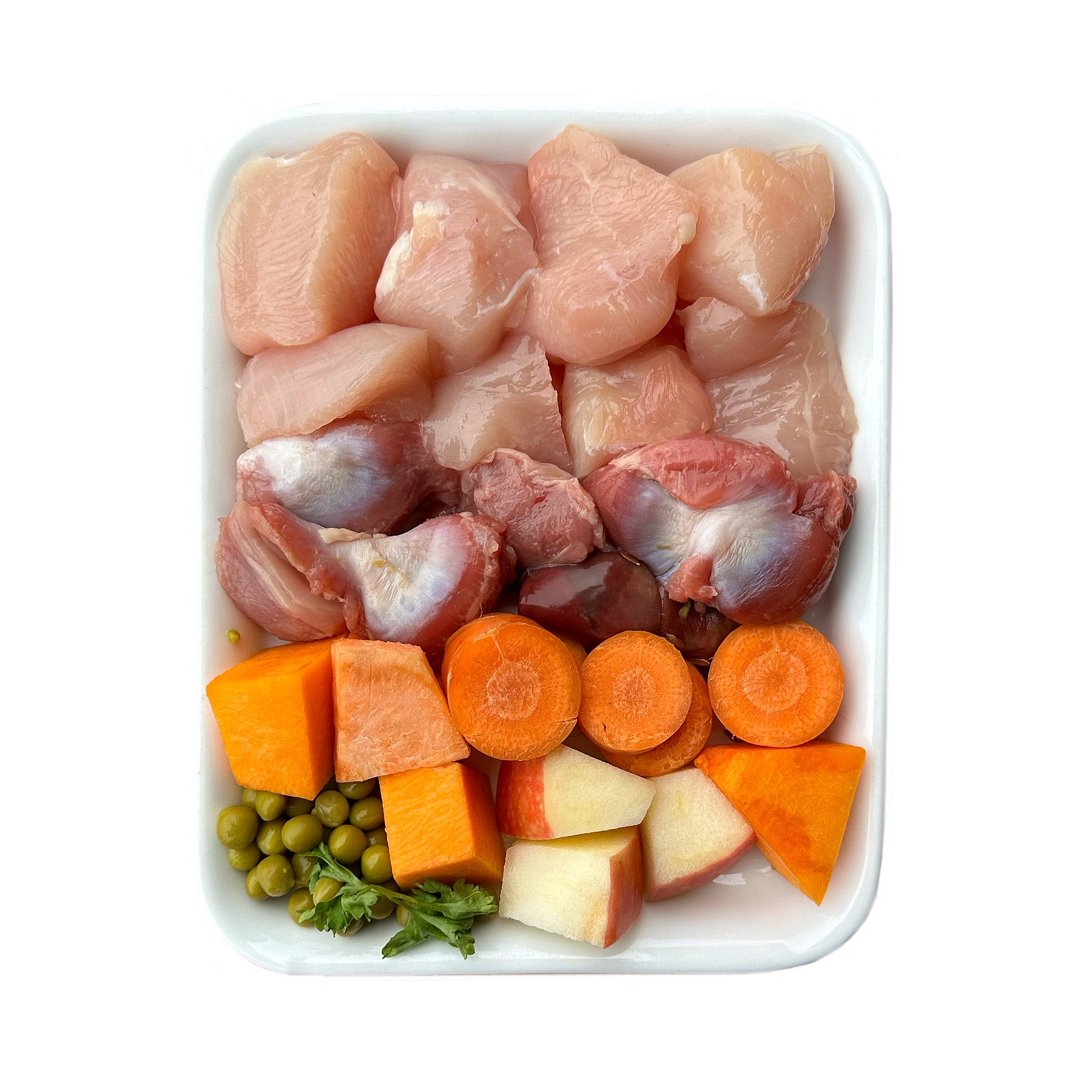 Menu frais cuit Poulet avec riz, courgette et mangue (500g, congelé)