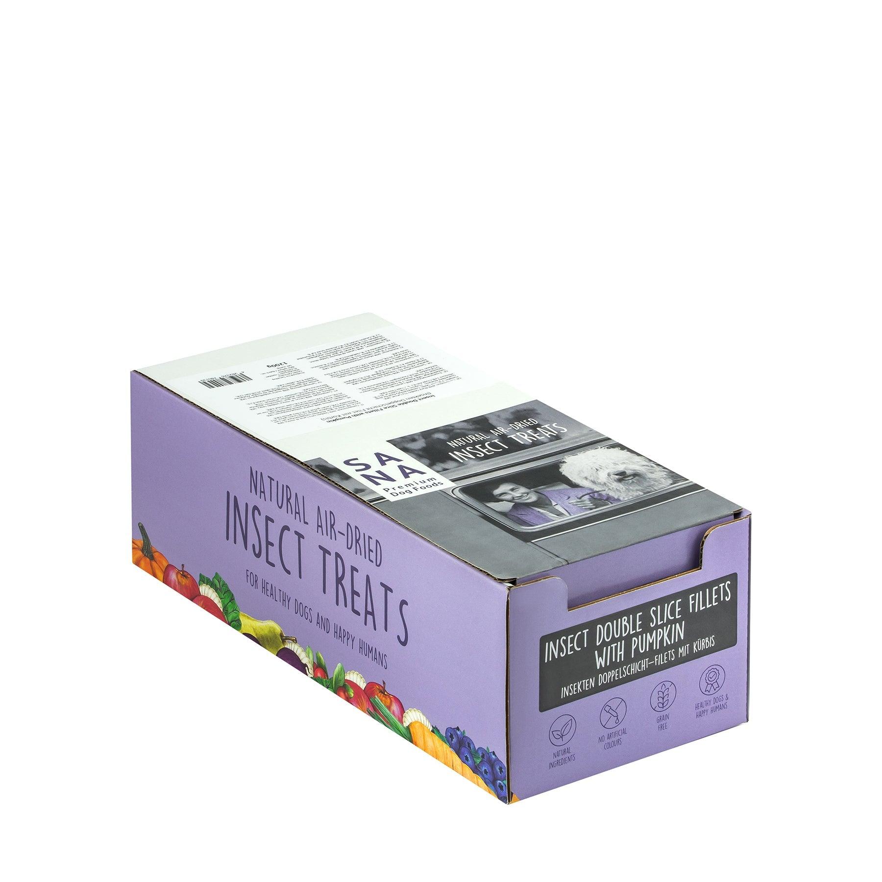 Filet double couche d'insectes avec potiron (environ 1200g) dans un présentoir imprimé