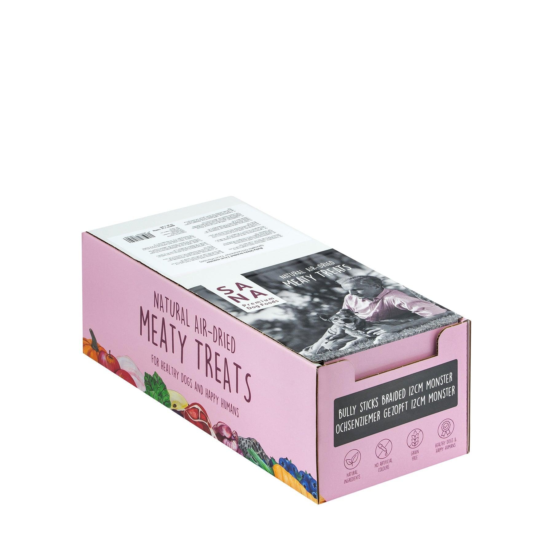 Braided Bully Pizzle Sticks 12cm (Monster) 16pc in printed display