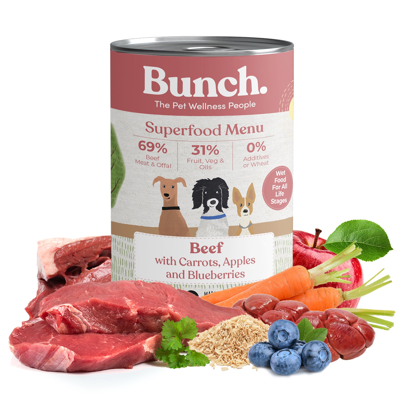 Bunch Beef Wet Menu with Carrots and Apple (6 x 400g)