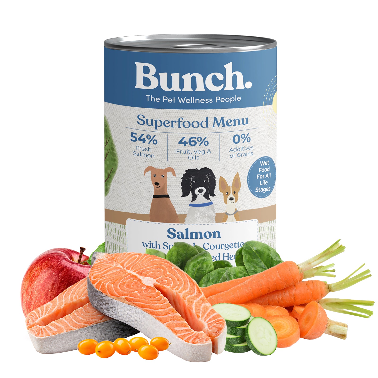 Bunch Nass-Menü Lachs mit Spinat und Zucchini (6 x 400g)