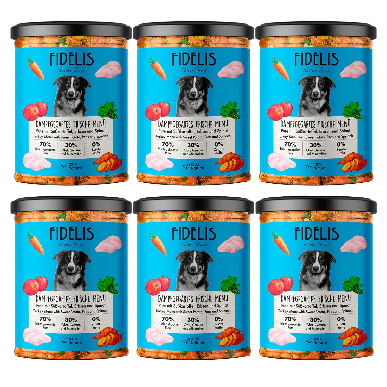 (Tray) 6 x Frische Menü Pute mit Süßkartoffel (im Glas)