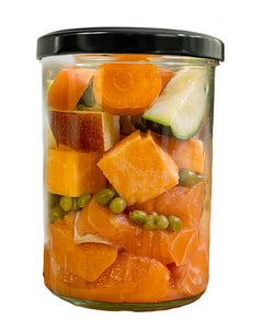 6 x cooked fresh salmon with sweet potato, peas and zucchini (jar)