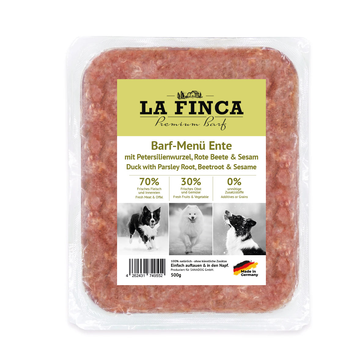 12x (500g gefroren) Barf Menü Ente mit Petersilienwurzel (Palette)