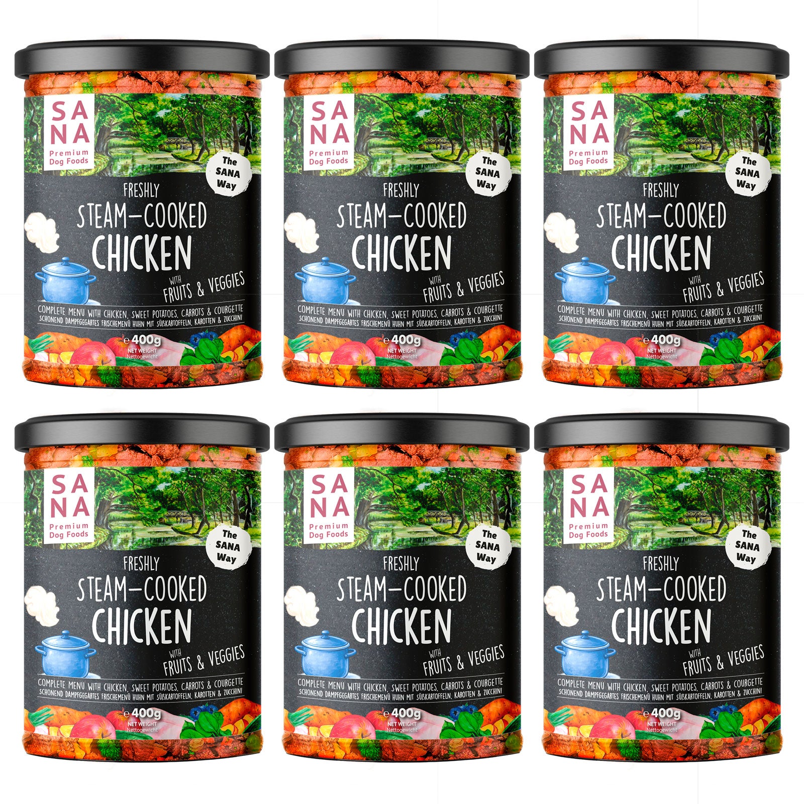 (Pallets) 6 x 400g Huhn mit Süßkartoffel und Karotte (im Glas)