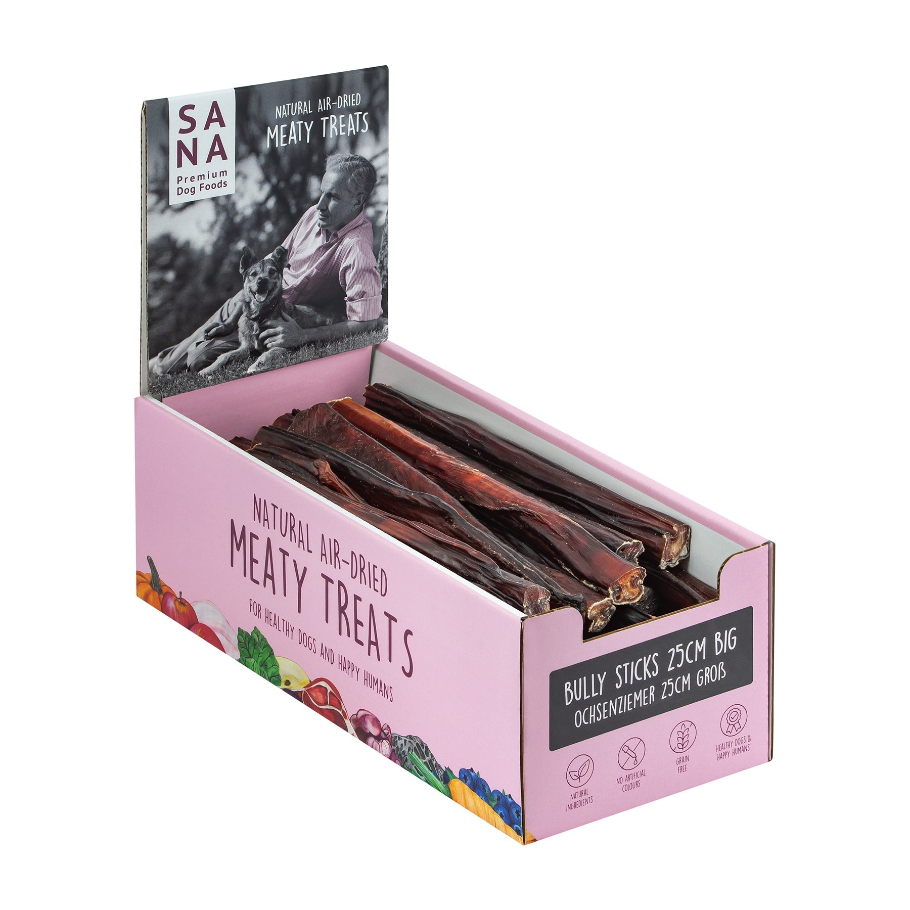 Dried Bully Sticks 25cm big (35pc. / approx. 1,9 kg) in printed display